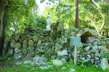 The Lourdes grotto at Vallombrosa Center in Menlo Park prior to renovation. The center is raising funds to build a new grotto and shrine for Our Lady of Lourdes on its property. (Courtesy photo from Vallombrosa) .  See also all about the Shrine Project, click here.